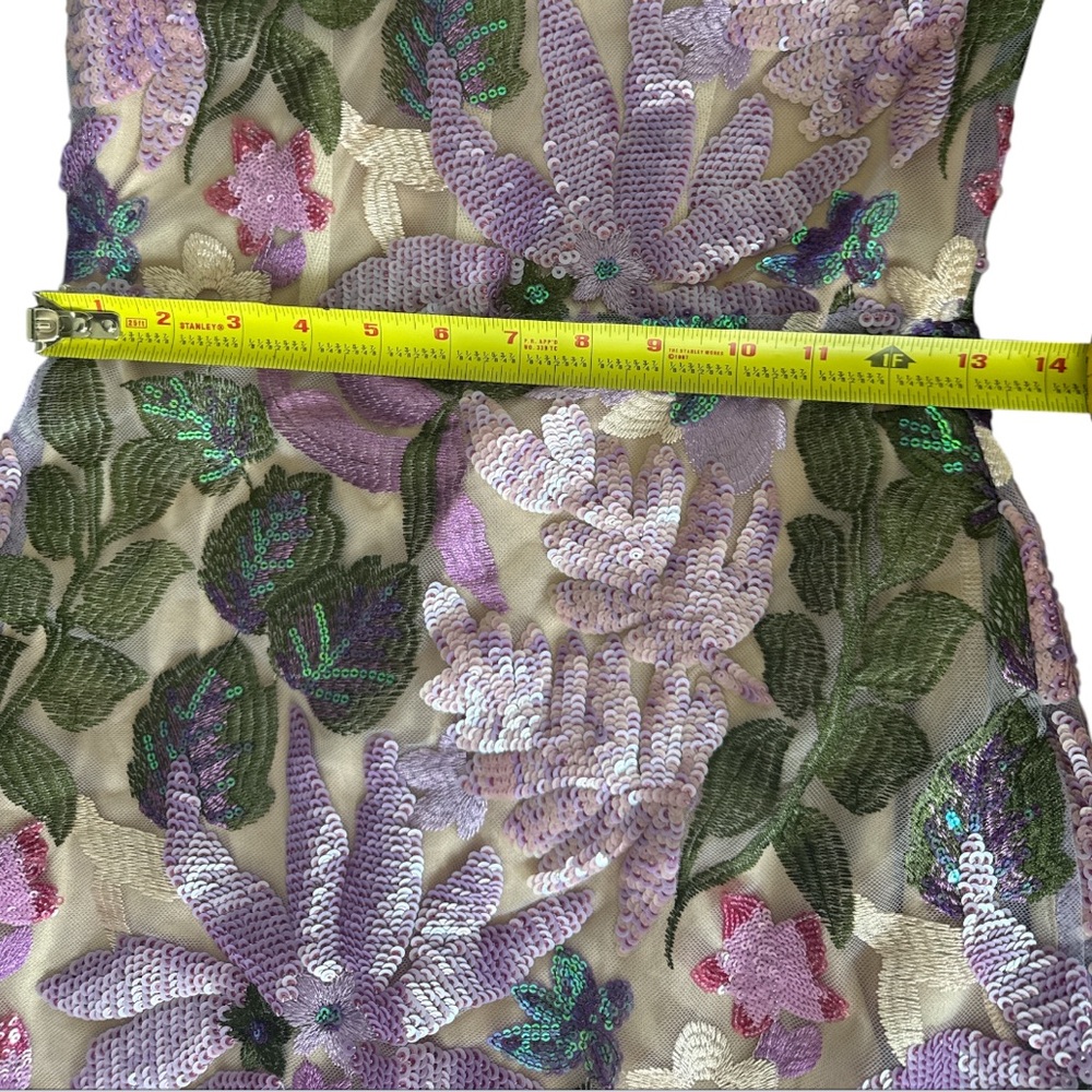 Bella Barnett Eugenia Flowers Sequins Strapless Mesh Dress Purple Size Small NWT - Picture 11 of 14